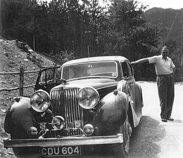 Gordon Crosby pictured with the historic leaper, from Jaguar Heritage’s documented account