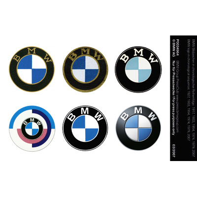 BMW official chronological comparison, including the original 1917 roundel
