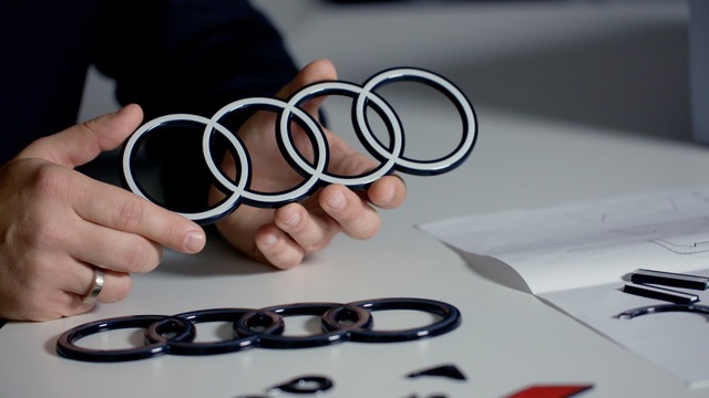 Audi official press image of its chrome-free two-dimensional rings introduced in November 2022