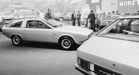 Original 1974 Pony Coupe exhibition photograph from Hyundai’s heritage archive